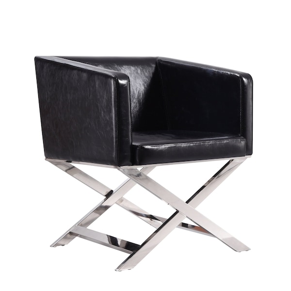 Manhattan Comfort Hollywood Lounge Accent Chair in Black and Polished Chrome AC050-BK - main